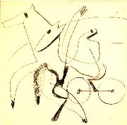 Ernst Ludwig Kirchner Harnessed team - Pen in ink France oil painting artist